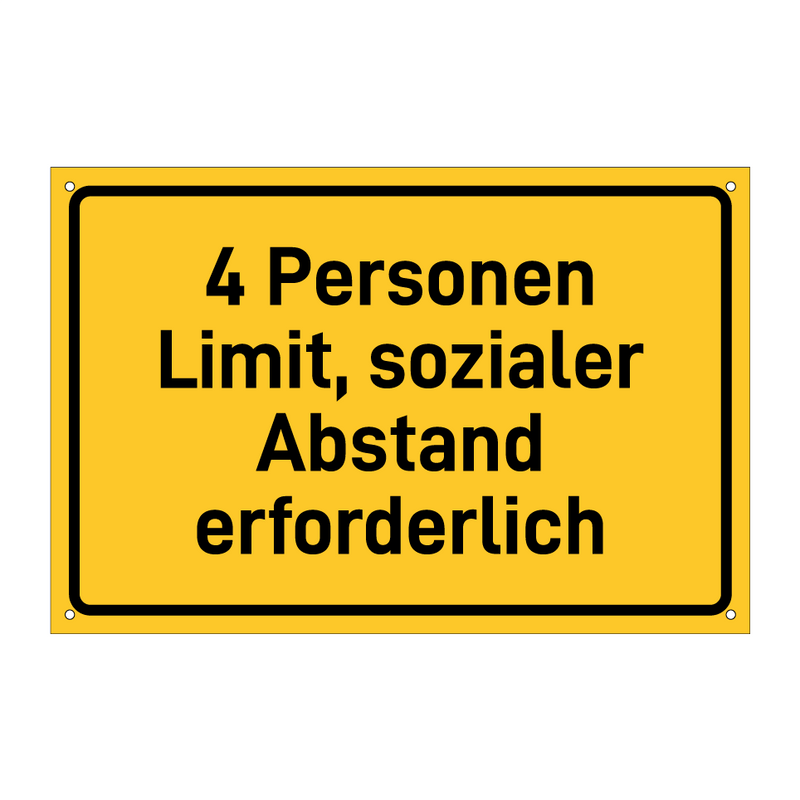 4 Personen Limit, sozialer Abstand erforderlich & 4 Personen Limit, sozialer Abstand erforderlich