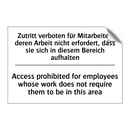 Zutritt verboten für Mitarbeiter, /.../ - Access prohibited for employees /.../
