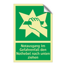 Notausgang Im Gefahrenfall den Nothebel nach unten ziehen
