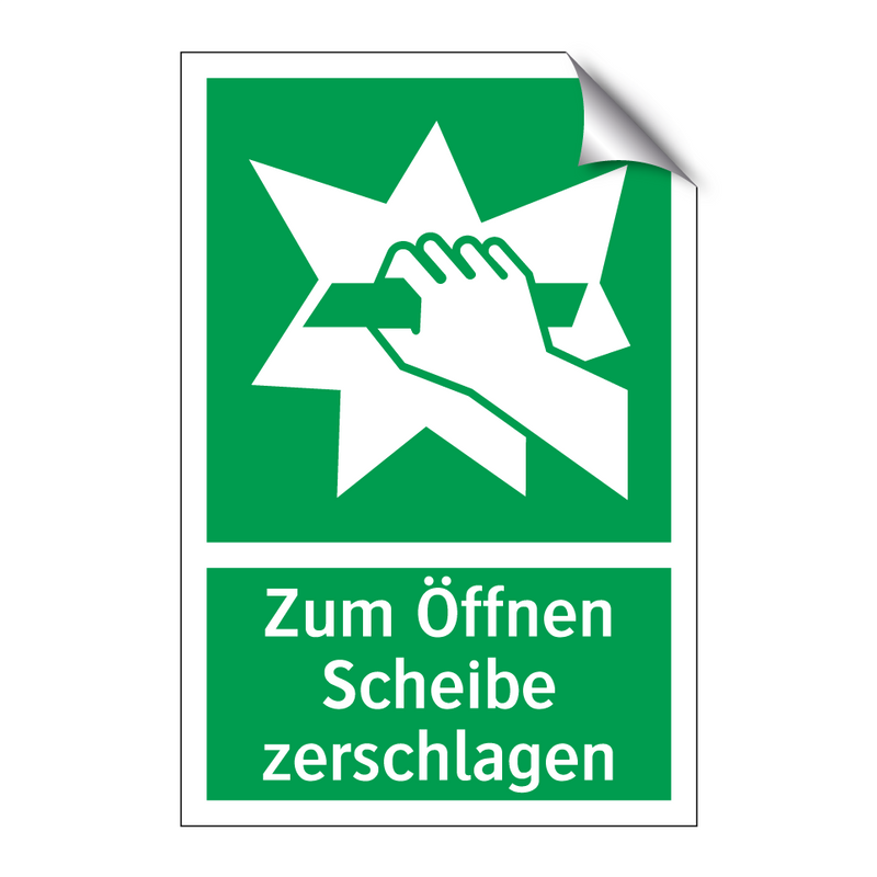 Zum Öffnen Scheibe zerschlagen