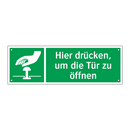 Hier drücken, um die Tür zu öffnen
