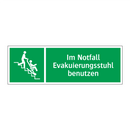 Im Notfall Evakuierungsstuhl benutzen