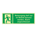 Notausgang darf nur im Notfall benutzt werden. Alarm angeschlossen