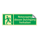 Notausgang diesen Durchgang freihalten