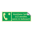 Ventilator Sofort 112 anrufen, wenn in Gebrauch