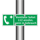 Ventilator Sofort 112 anrufen, wenn in Gebrauch