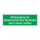 Notausgang Im Gefahrenfall den Nothebel nach unten ziehen