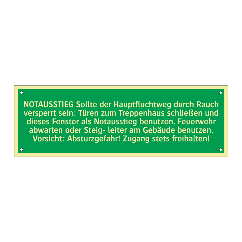 NOTAUSSTIEG Sollte der Hauptfluchtweg durch Rauch versperrt sein /../