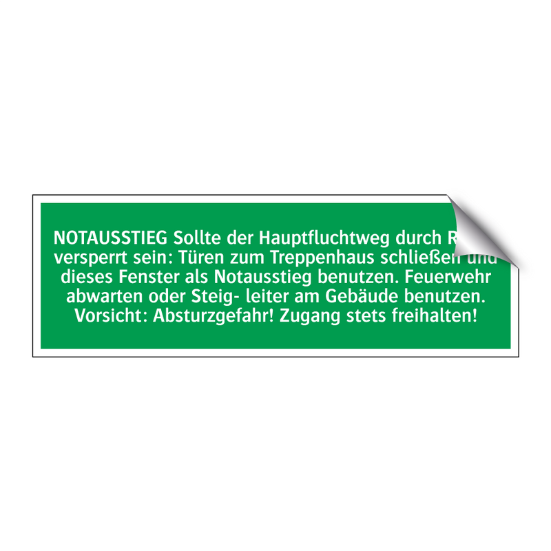 NOTAUSSTIEG Sollte der Hauptfluchtweg durch Rauch versperrt sein /../