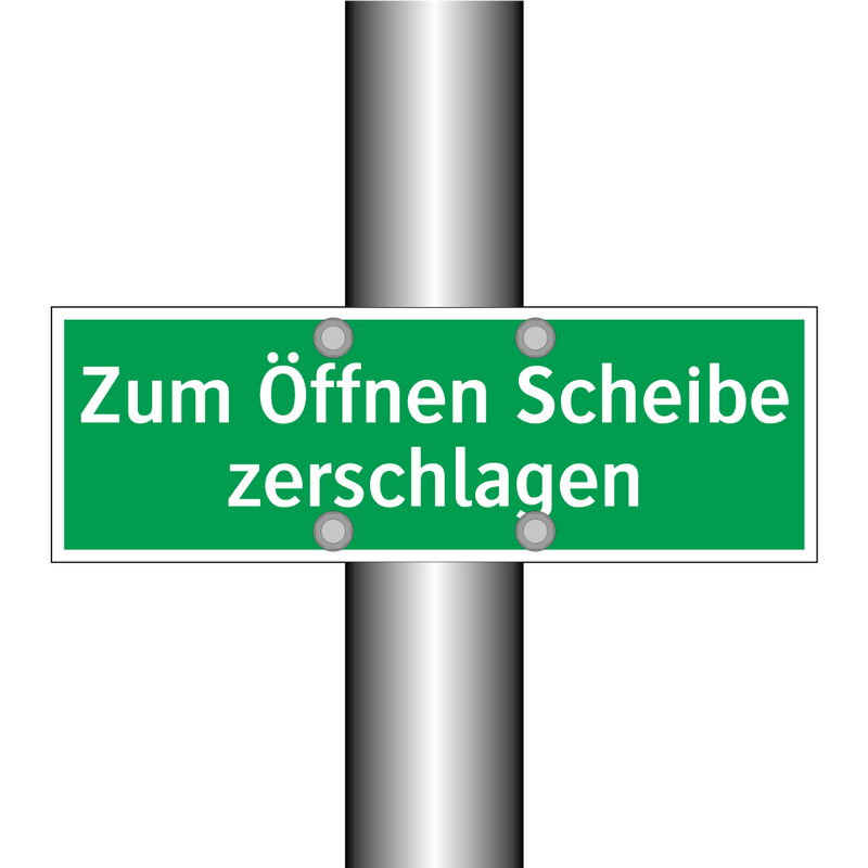 Zum Öffnen Scheibe zerschlagen