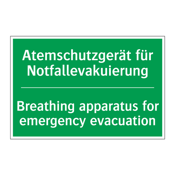 Atemschutzgerät für Notfallevakuierung /.../ - Breathing apparatus for emergency /.../