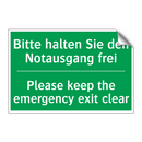 Bitte halten Sie den Notausgang /.../ - Please keep the emergency exit /.../