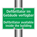 Defibrillator im Gebäude verfügbar /.../ - Defibrillator available inside /.../