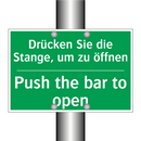 Drücken Sie die Stange, um zu /.../ - Push the bar to open