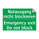 Notausgang nicht blockieren - Emergency exit Do not block