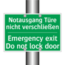 Notausgang Türe nicht verschließen /.../ - Emergency exit Do not lock door /.../