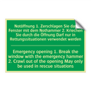 Notöffnung 1. Zerschlagen Sie /.../ - Emergency opening 1. Break the /.../