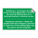 Notöffnung 1. Zerschlagen Sie /.../ - Emergency opening 1. Break the /.../