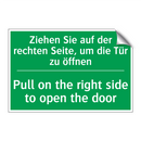 Ziehen Sie auf der rechten Seite, /.../ - Pull on the right side to open /.../