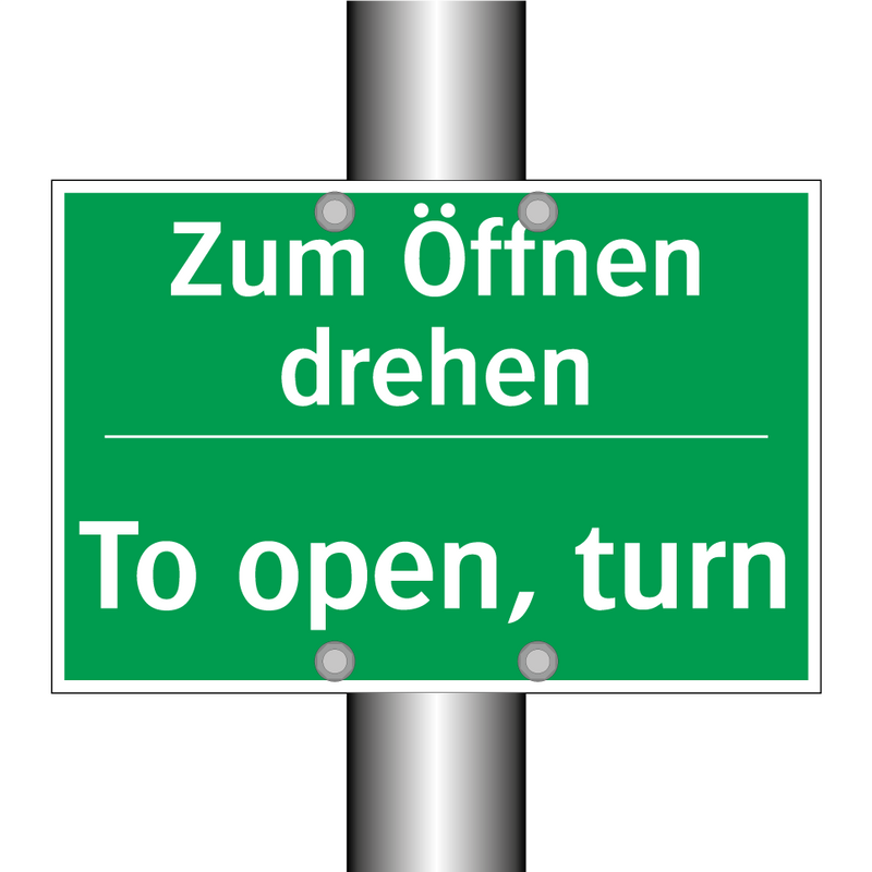 Zum Öffnen drehen - To open, turn
