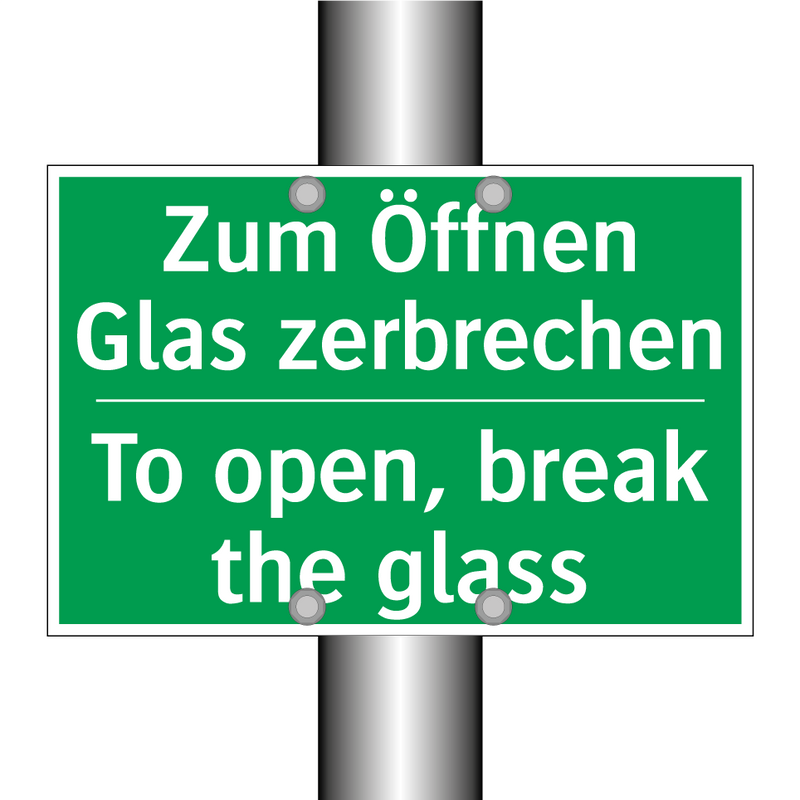 Zum Öffnen Glas zerbrechen - To open, break the glass