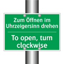 Zum Öffnen im Uhrzeigersinn drehen /.../ - To open, turn clockwise