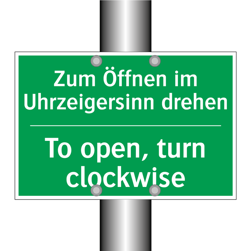 Zum Öffnen im Uhrzeigersinn drehen /.../ - To open, turn clockwise