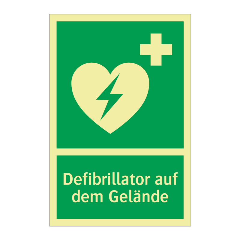 Defibrillator auf dem Gelände