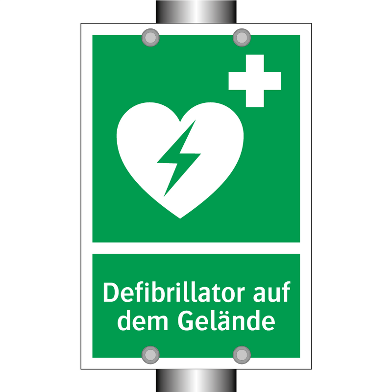 Defibrillator auf dem Gelände