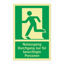 Notausgang Durchgang nur für berechtigte Personen