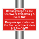 Rettungswege für die feuerwehr /.../ - Keep escape routes for the fire /.../