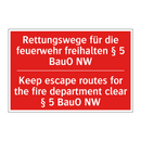 Rettungswege für die feuerwehr /.../ - Keep escape routes for the fire /.../