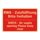 RWA - Zuluftöffnung Bitte freihalten/.../ - SHEVS - Air supply opening Please /.../