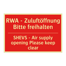RWA - Zuluftöffnung Bitte freihalten/.../ - SHEVS - Air supply opening Please /.../