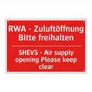 RWA - Zuluftöffnung Bitte freihalten/.../ - SHEVS - Air supply opening Please /.../