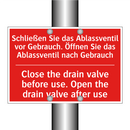 Schließen Sie das Ablassventil /.../ - Close the drain valve before use. /.../