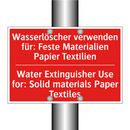 Wasserlöscher verwenden für: Feste /.../ - Water Extinguisher Use for: Solid /.../