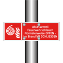 Ablassventil Feuerwehrschlauch Normalerweise OFFEN - Im Brandfall SCHLIESSEN