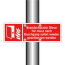 Brandschutztür Diese Tür muss nach Durchgang sofort wieder geschlossen werden