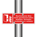 Rauchschutztür Bitte immer geschlossen halten. Verkeilen, Verstellen, Festbinden o.ä. verboten