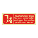 Rauchschutztür Diese Tür muss immer sofort nach dem Durchgehen geschlossen werden