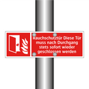 Rauchschutztür Diese Tür muss nach Durchgang stets sofort wieder geschlossen werden