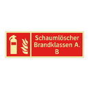 Schaumlöscher Brandklassen A. B
