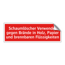 Schaumlöscher Verwendet gegen Brände in Holz, Papier und brennbaren Flüssigkeiten