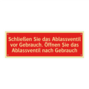 Schließen Sie das Ablassventil vor Gebrauch. Öffnen Sie das Ablassventil nach Gebrauch