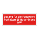 Zugang für die Feuerwehr freihalten §5 Bauordnung NW