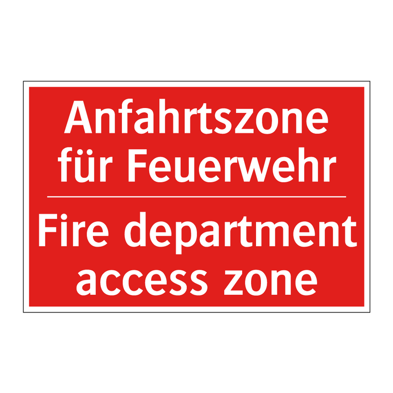Anfahrtszone für Feuerwehr - Fire department access zone