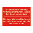 Brandschutztür Achtung Aufhaltevorrichtung! /.../ - Fire door Warning Hold-open device! /.../
