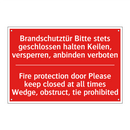 Brandschutztür Bitte stets geschlossen /.../ - Fire protection door Please keep /.../
