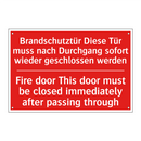 Brandschutztür Diese Tür muss /.../ - Fire door This door must be closed /.../